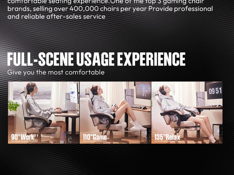 Dowinx Lumbar Massage Support office game Chair, spring cushion fabric, foot pedal ergonomic chair 300 LBS