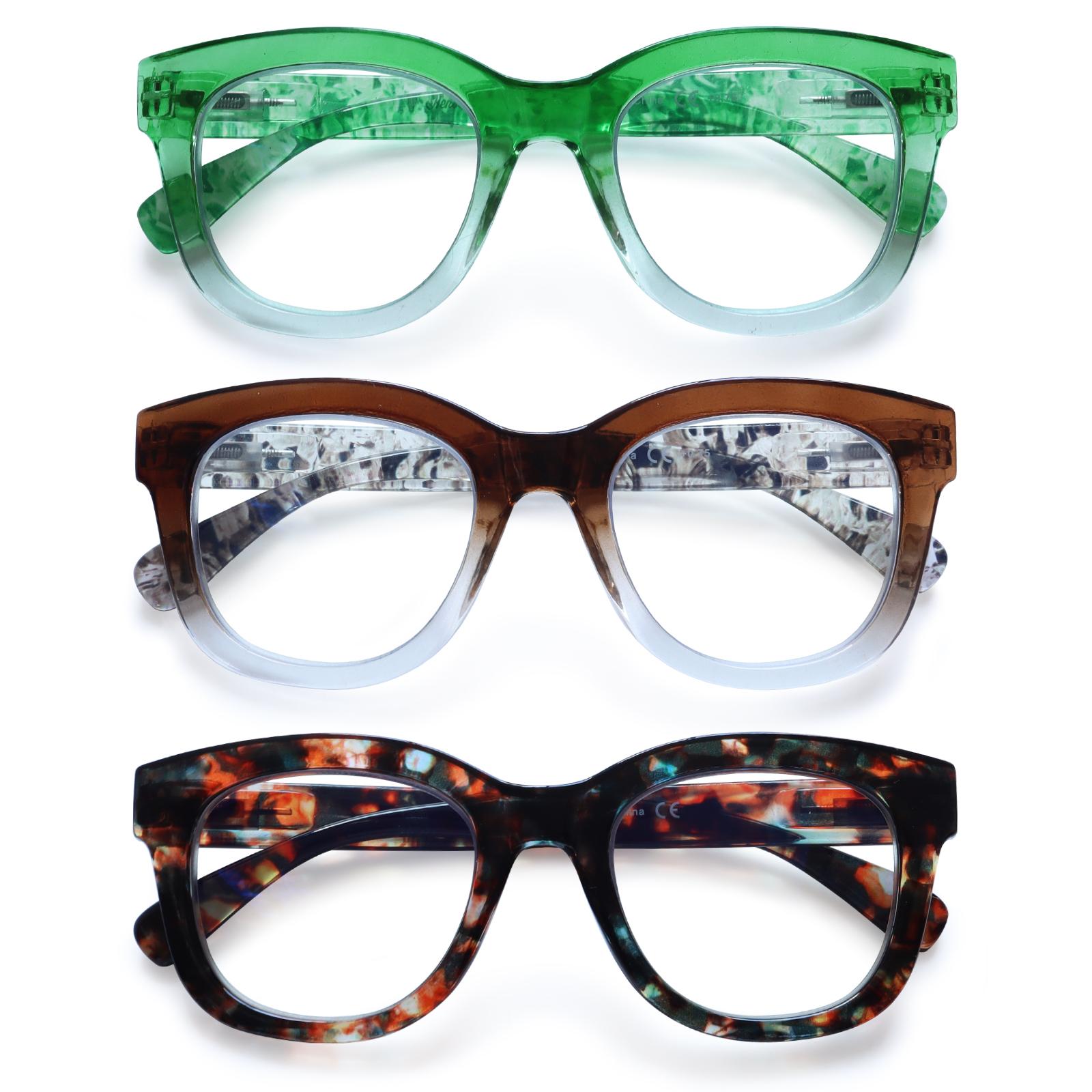 DEAAOK 3 Pack Reading Glasses Women and Man Anti BlueLight Readers Anti Eyestrain Reading Glasses Blue LightBlocking Computer Eyeglasses