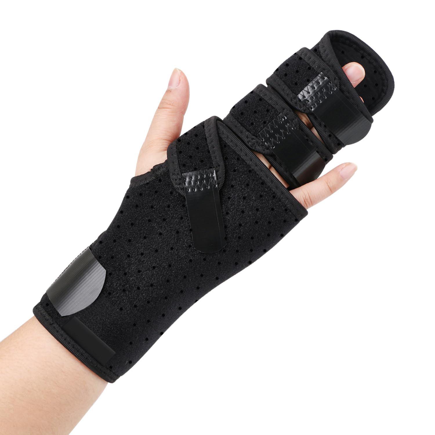 Right Hand Black Trigger Finger Splint Support For 2-3 Fingers, Including Middle Index Little Or Ring Finger Effective Relief For Trigger Finger Hand Contracture Healthcare Tool