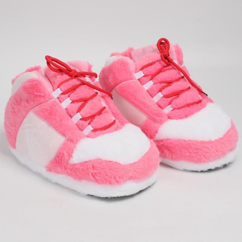 Warm Plush Sneaker Slippers, Trendy Anti-Slip Furry Soft House Shoes, Fluffy Unisex Comfy Home Slides, One Size Fits Most, Indoor & Outdoor