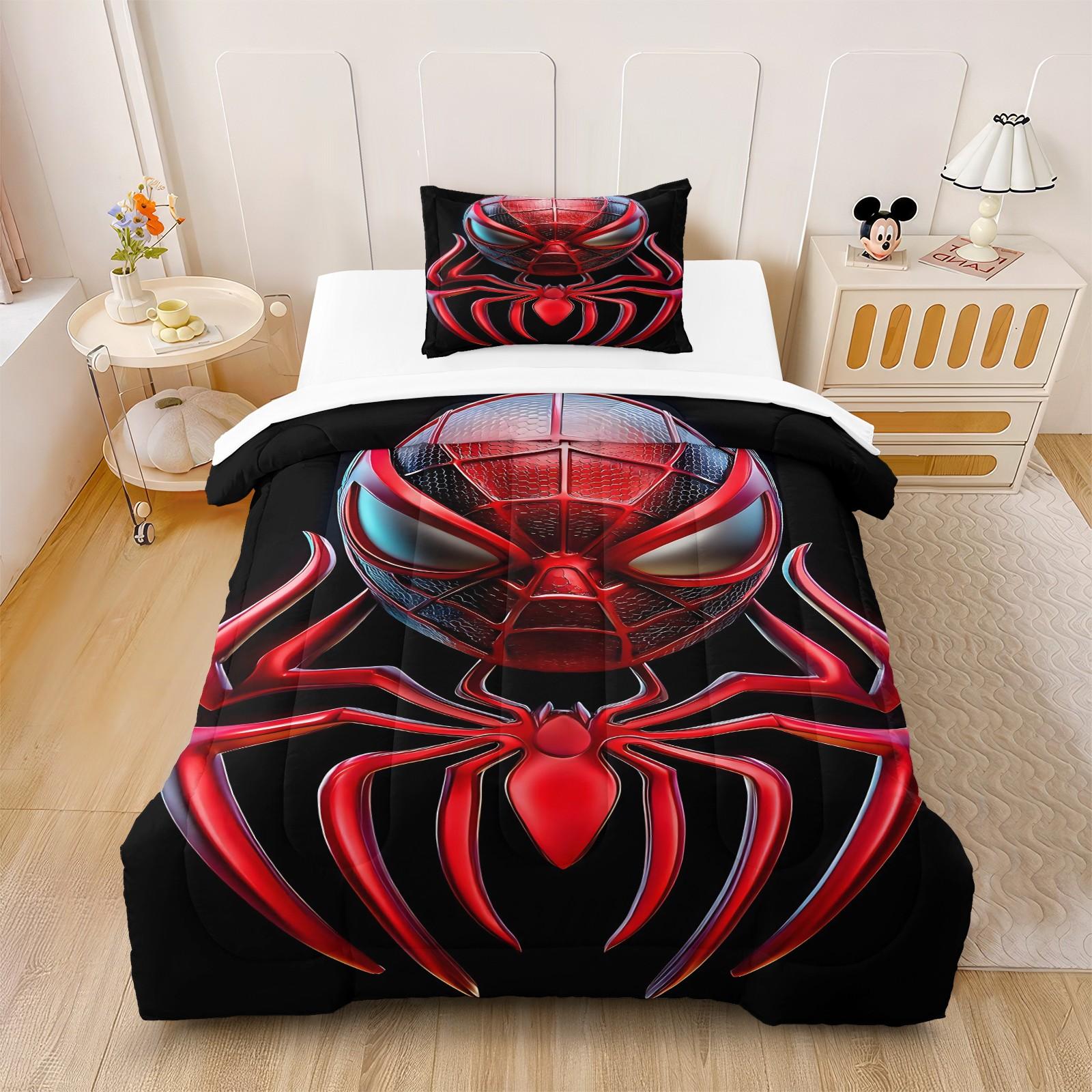 Spider-Man Patterned Bedding Set, Including 1 Duvet Cover And 1 Or 2 Pillowcases Without Pillow Inserts, Bedroom Decoration Gift