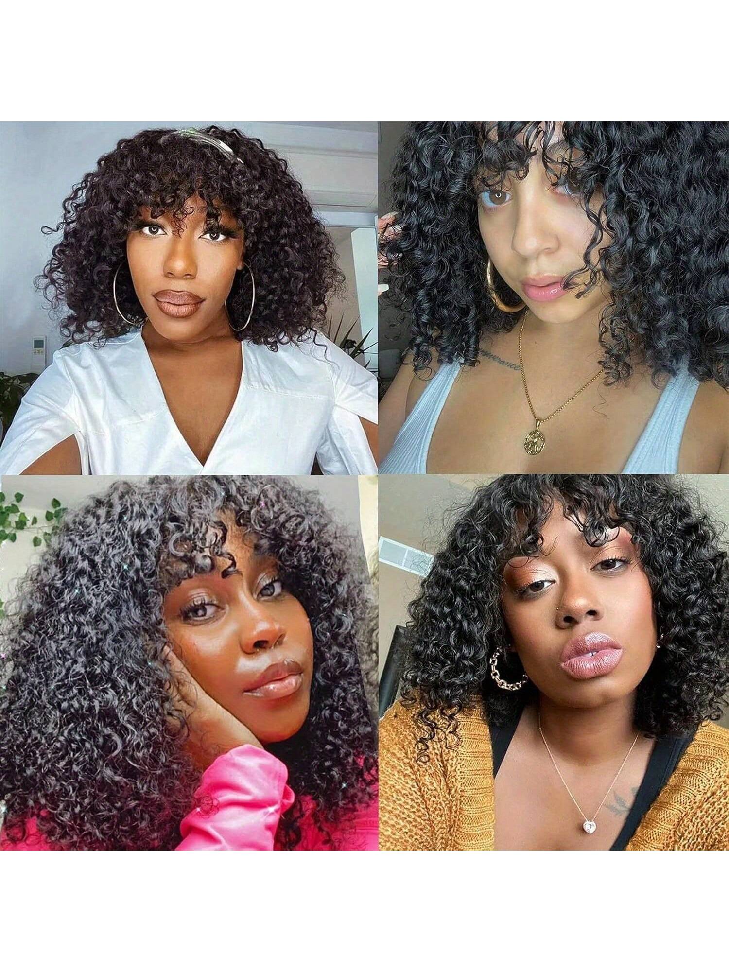 2x1 Transparent Lace Human Hair Bob Wig With Bangs Kinky Curly Glueless Wigs for Women Ready To Wear 180% Density Upgraded Realistic Scalp Short Curly Bob Wigs With Bangs Human Hair Natural Color for Daily Wear ,Parties ,Festival 2x1 Transparent Lace Human Hair Bob Wig With Bangs Kinky Curly Glueless Wigs for Women Ready To Wear 180% Density Upgraded Realistic Scalp Short Curly Bob Wigs With Bangs Human Hair Natural Color for Daily Wear ,Parties ,Festival