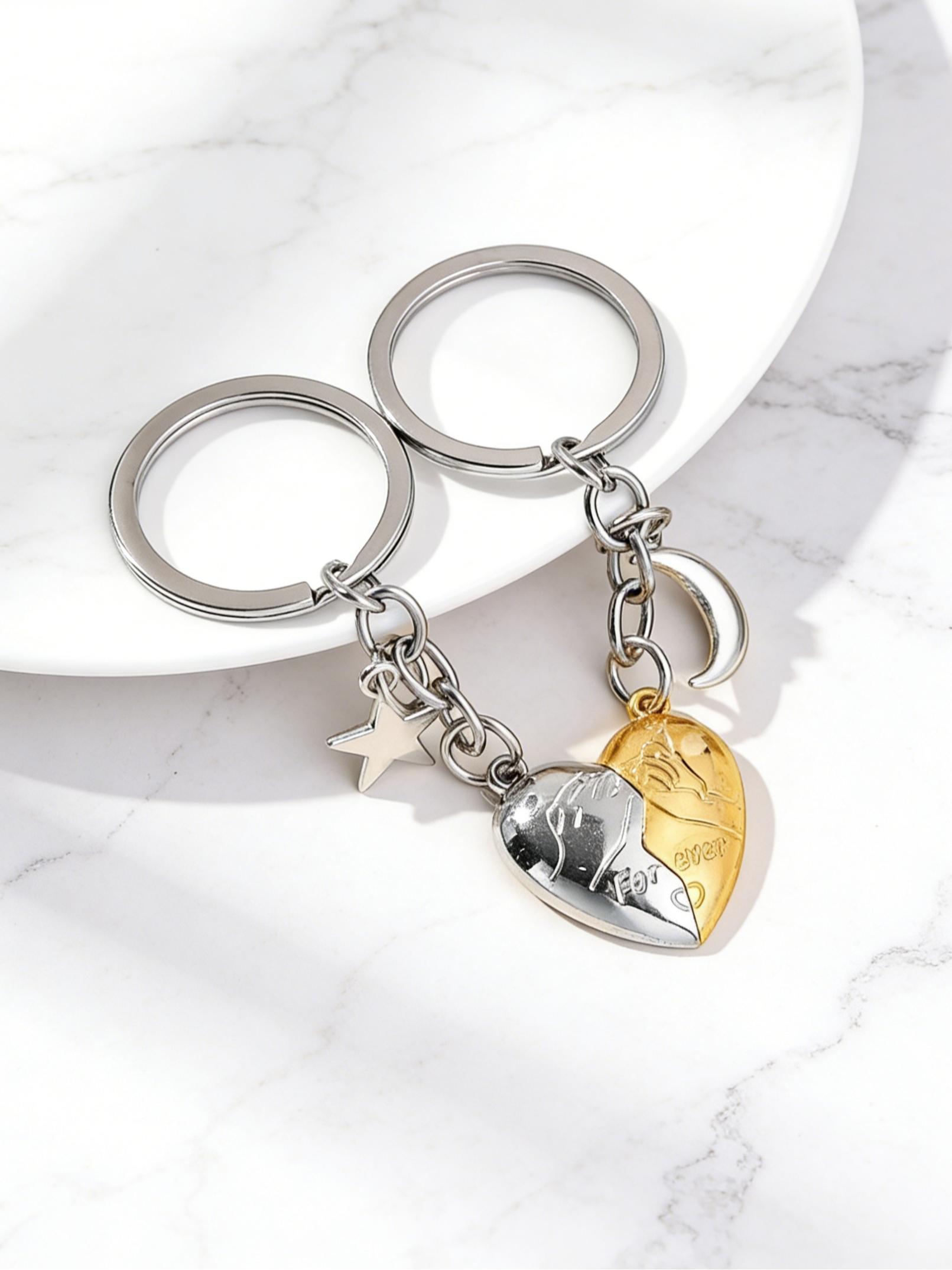 Magnetic Heart Keychain - Forever Love Star and Moon Keychain Perfect Gift for couples and family