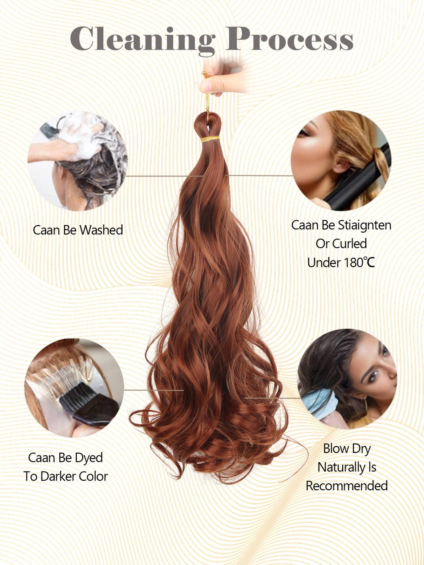 14 Inch Synthetic French Curly Crochet Hair, Heat Resistant Loose Water Wave Braiding Hair Extensions, Ginger Orange Wavy Curls for Women Daily Party Holiday, Synthetic Hairpiece