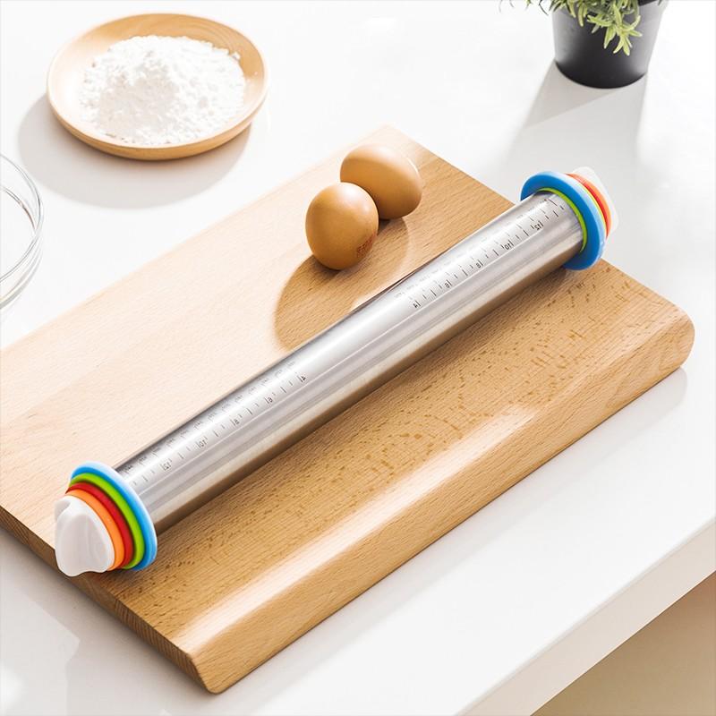Adjustable Thickness Ring Rolling Pin for Baking Pizza Pie Kitchen Essential Tool, Zelkova Schneideriana Harvested in China