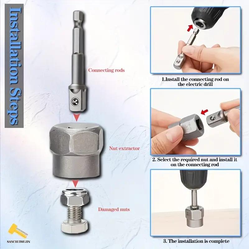 Bolt Extractor Tool Set, 13+1 Counts Impact & Nut Remover Stripped Lug Remover, Drive Rounded Bolt Remover for Removing Damaged, Frozen Universal Impact impact bolt