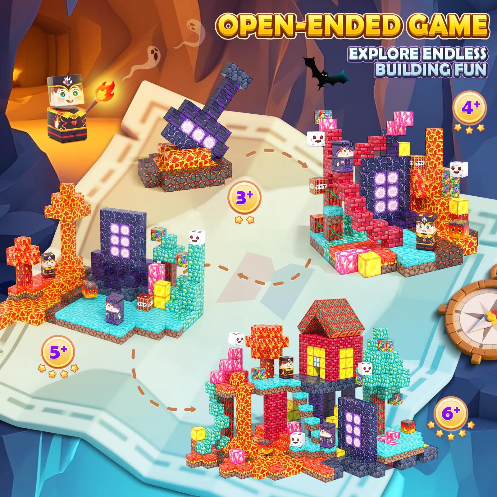 Magnetic Building Blocks-150PCS with Drawstring Bag STEM Montessori Children Sensory Toys Build Mine Magnet World Gift Set