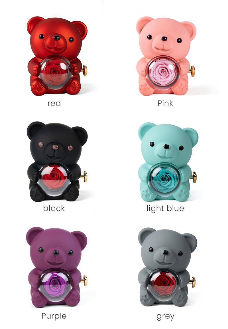 【 Mountova Original Patented】True Love Gift- Valentine's Day Real Rose Bear,Pink butterfly ring, this radiant and romantic gift is perfect for Valentine's Day ,a heartfelt token of affection for the cherished women in your life: mom, girlfriend,wife