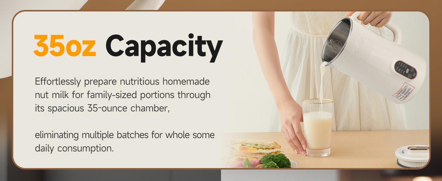 10 in 1 Almond Milk Maker & Nut Milk Maker Machine, 35oz Automatic Soy, Oat, Coconut Milk, Juice & Porridge Maker with 8 Blades, Delay Start, Keep Warm, Boil Water, Self-Cleaning, Cream