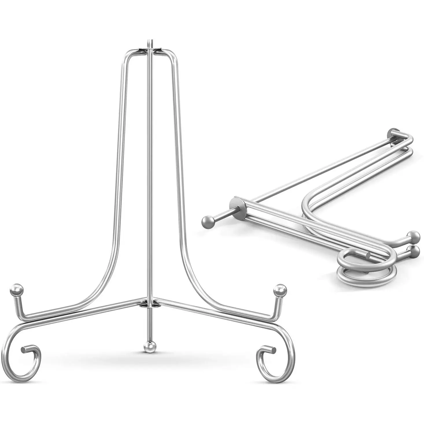 Plate Stands for Display - 4 Inch Plate Holder Display Stand + Metal Easel Stand for Picture Frame, Decorative Plates, Photo, Book, Collectibles (2 Pack)