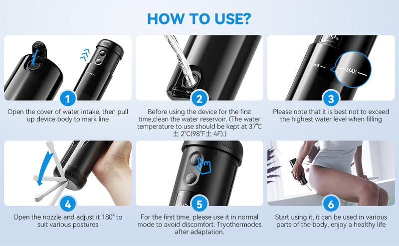 TikTokShopBlackFriday B10 Portable Travel Bidet 250ml USB-Type C Electric Rechargeable Handheld Mobile/Portable Water Sprayer for Men & Women, Personal Hygiene & Soothing Personal Self Care, Mother's Day Gift