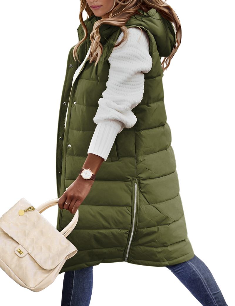 HEEKPEK Womens Puffer Vest Winter Hooded Sleeveless Zip Up Long Puffy Jacket Warm Thick Quilted Coats with Pockets Casual Basic #outdoorfun