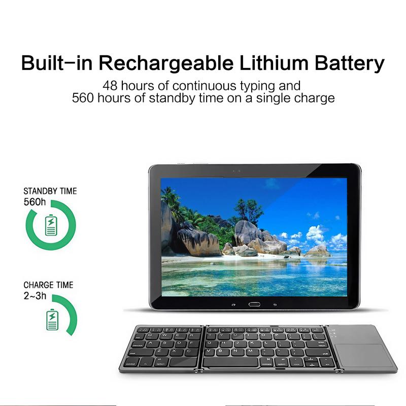 Portable Foldable Wireless Keyboard, Multifunctional Keyboard, Rechargeable Wireless Keyboard with Touchpad, Magnetic Folding Design Tablet Keyboard, Tablet Accessories