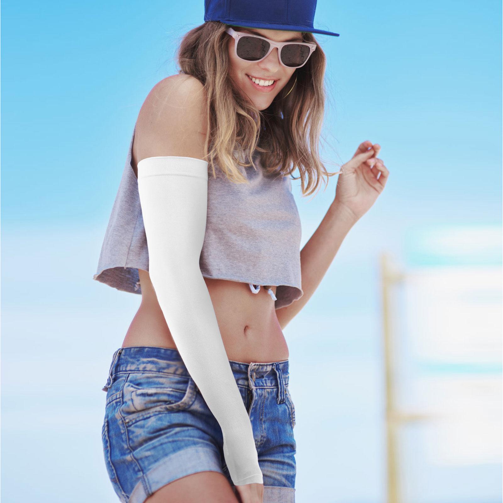 GOUNOD Sun Protection UV Garden Arm Sleeves with Thumb Hole for Men Women UPF 50+ Compression Cooling Football Sleeves Breast Cancer Awareness fallfreshness sport gloves SpringStatements