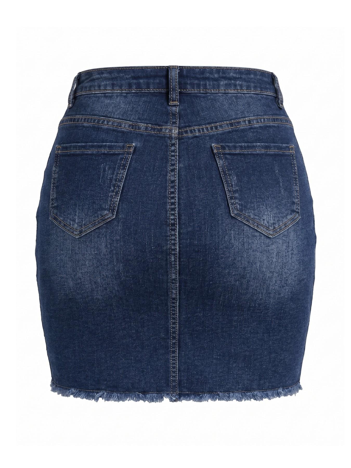 Women's High Waisted Denim Mini Skirt with Pockets, Multi Layer Distressed Ripped Frayed Hem, Y2K Casual Streetwear Aesthetic, Perfect for Parties and Festivals, High Waist Skirts