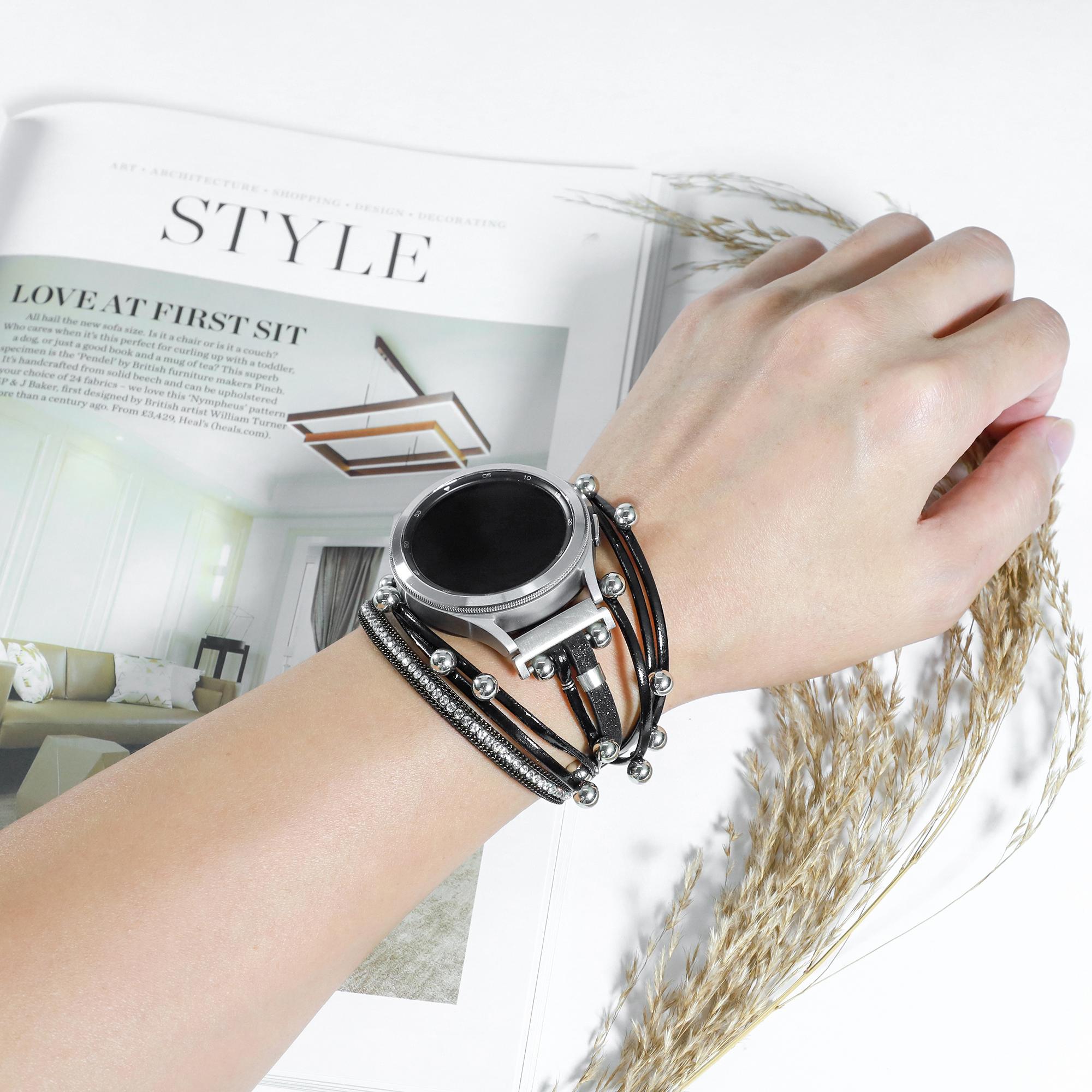 PU Leather Boho Bracelet Compatible with Samsung Galaxy Watch & Garmin Venu Bands, Stylish Accessory for Active Wear