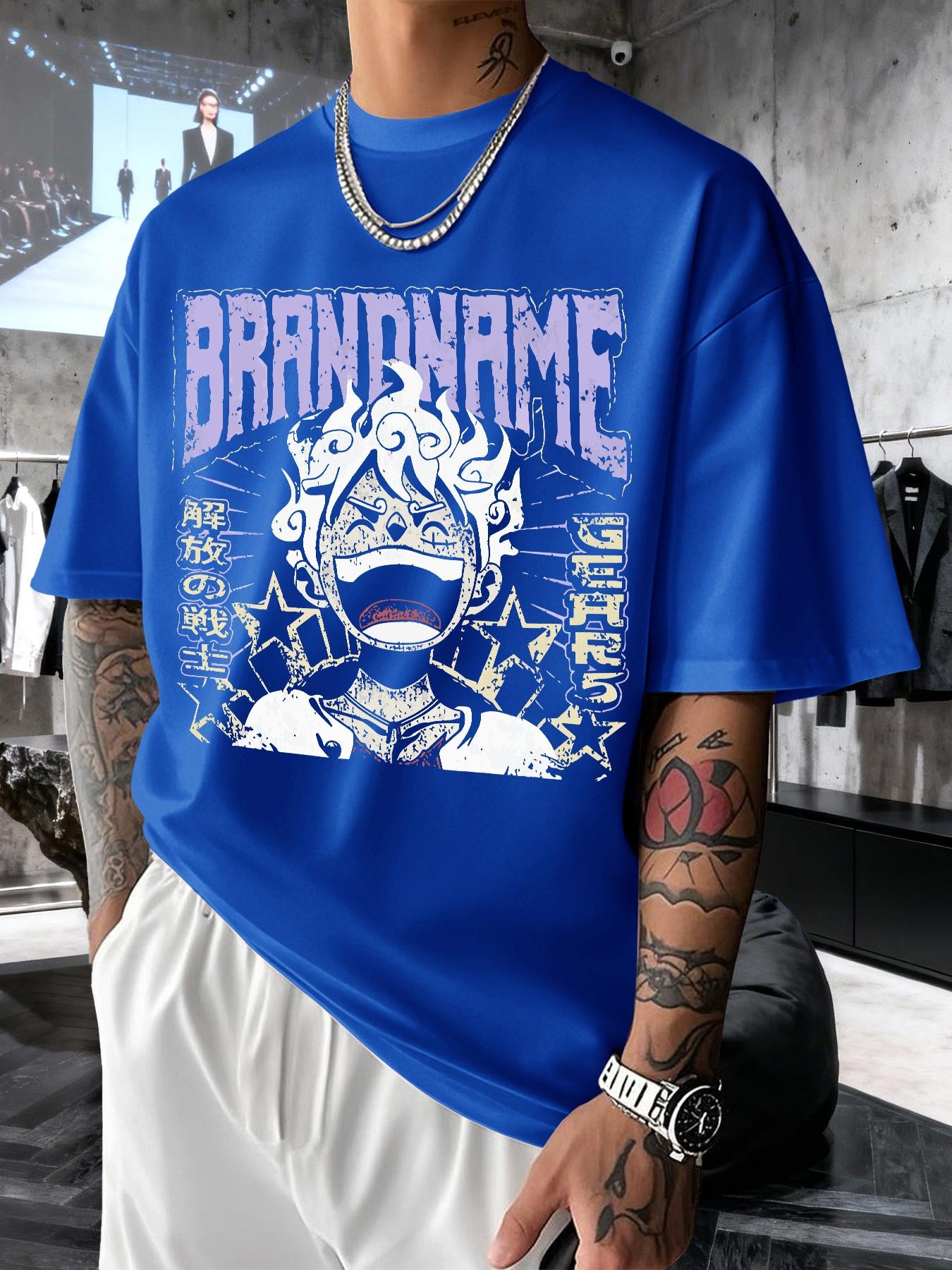 Men's Retro Anime Print T-Shirt, Casual Short Sleeve Top, Comfortable Round Neck, Slim Fit, Spring Summer Fashion, Streetwear Style