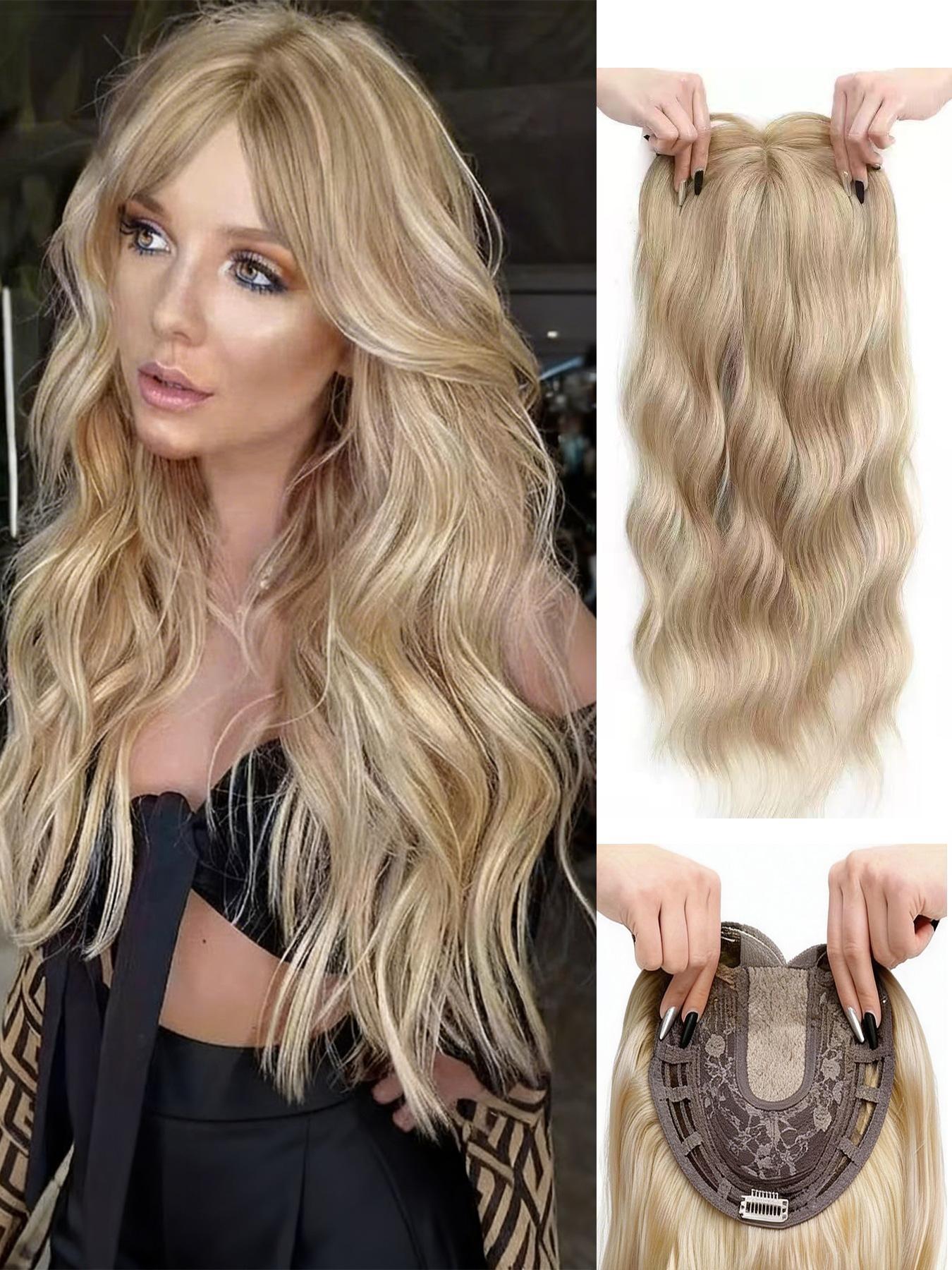 🔥 Instant Volume Boost! 22" Dark Brown Balayage Wavy Hair Topper, Clip-In Design, 100% Premium Kanekalon Synthetic, Seamless Blend for Thinning Hair & Daily Confidence!