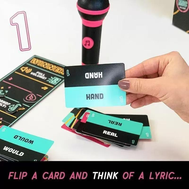 Mic Karaoke-Style Game with Foam Microphone, 125 Word Cards, Game Board, Player Tokens, Easy Instructions for Non-Singers