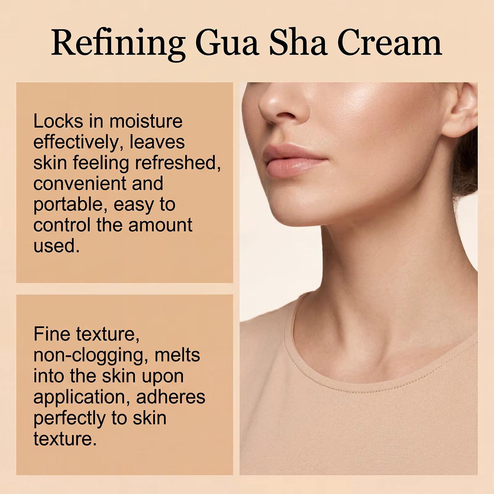 2-in-1 Gua Sha Neck Firming Cream with Roller Massager -Gua Sha Firming Cream Lifting Cream Anti-Aging Retinol & Collagen Moisturizer for Jawline & Turkey Neck Lifting - Korean Skincare V-Line Contour Lotion (2.7 fl.oz)