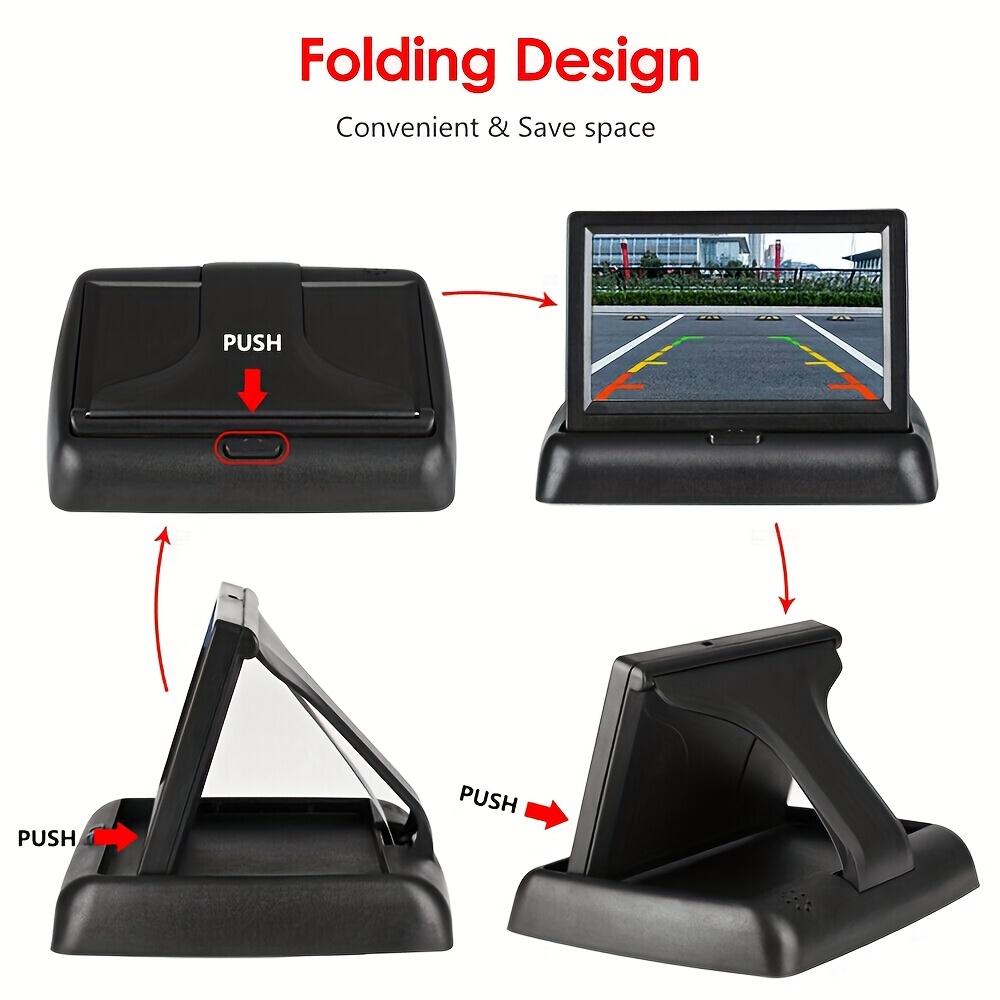 10.92cm Folding Monitor Ultra Clear HD Car Rearview Display 4LED Backup Camera Monitor Universal Kit with Wide Angle Viewing Reversing Parking SUV Pickup Camper Tractor,  Rearview System, Sleek Monitor, Portable Screen, Sturdy Mounting, Backup Camera