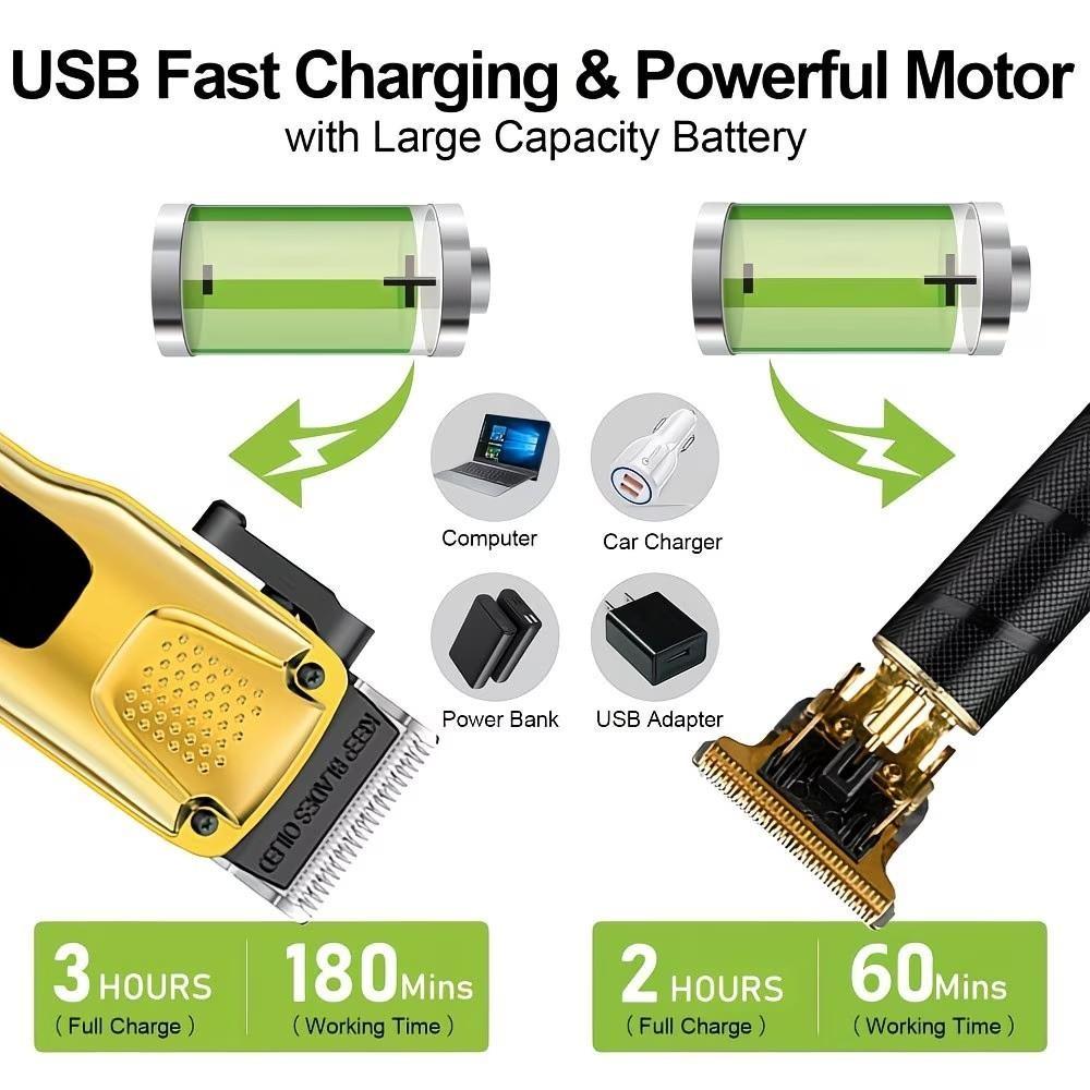 HIENA 3-in-1 Cordless Grooming Kit｜USB Fast Charge, Adjustable Blade & Multi-Size Combs for Hair, Beard & Body Trimming. Perfect for Home, Travel & Daily Styling. An Ideal Gift for Men