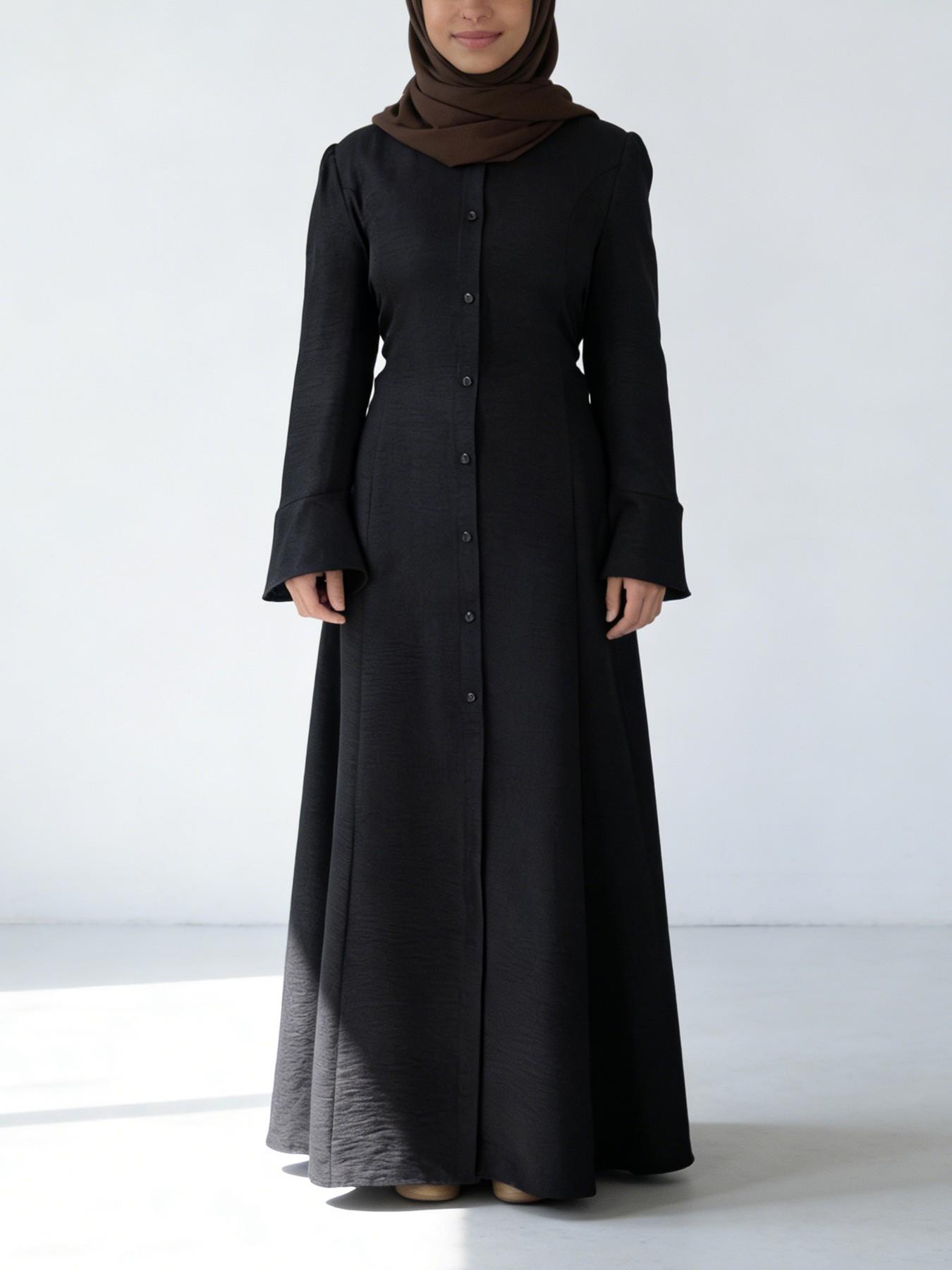 Muslim Fashion Long Robe, Modest Muslim Outfits, Exclusive for Muslim Sisters, 3 Colors, 5 Sizes, Drape Fabric, Bell Sleeves, Daily Wear, Hijab Fashion #HijabFashion #MuslimDress