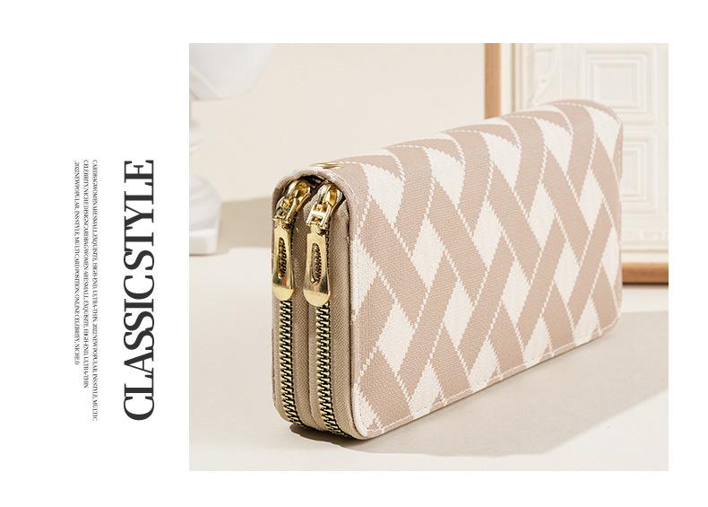 2026 New Women Wallet Korean Fashion Stripe Design Large Capacity Zipper Phone Purse with Multiple Card Slots and Coin Pocket