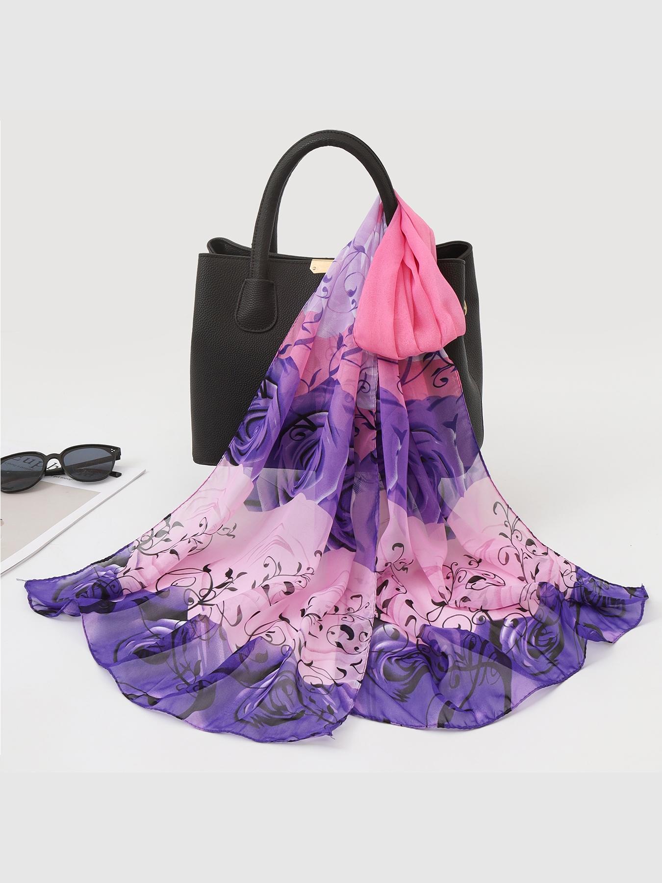 Women's Chiffon Scarf, New Floral Pattern, Korean Style, Loose-Fit, Casual, Long Summer Scarf, Elegant Travel Accessory