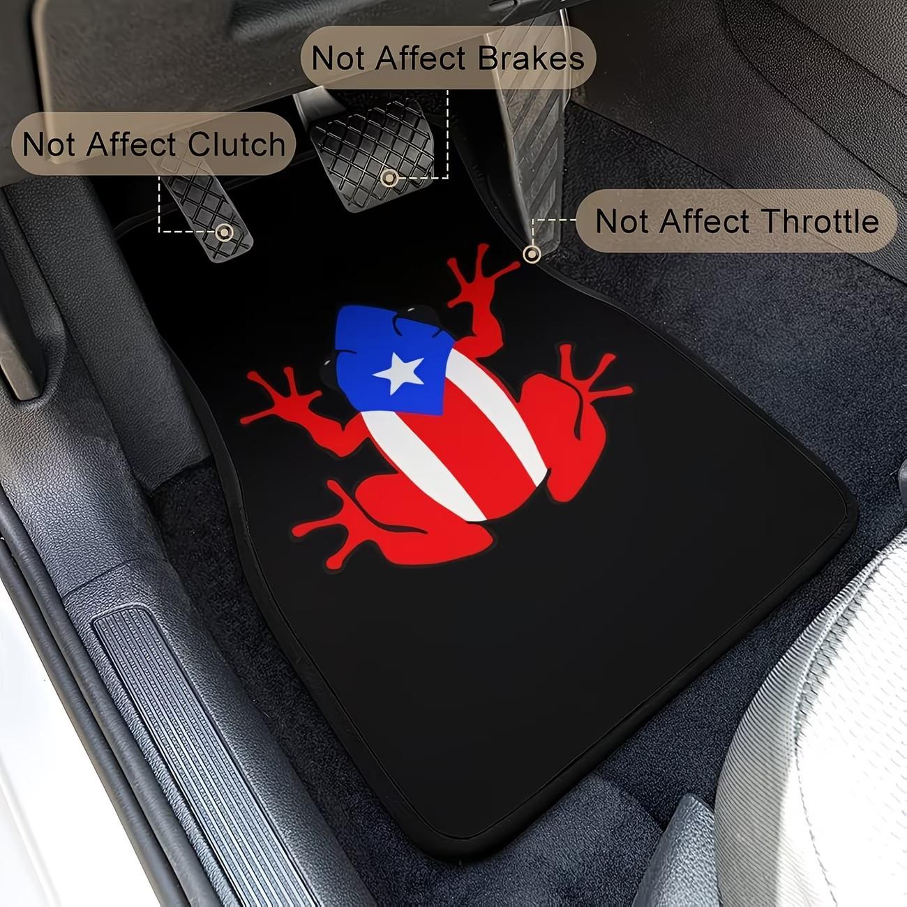 4-Piece Puerto Rico Cocoa Frog Car Mats, Car Floor Mats, Universal Fit, Polyester Fiber, Comfortable Non-Slip, Water-Resistant, All-Season Car Accessories