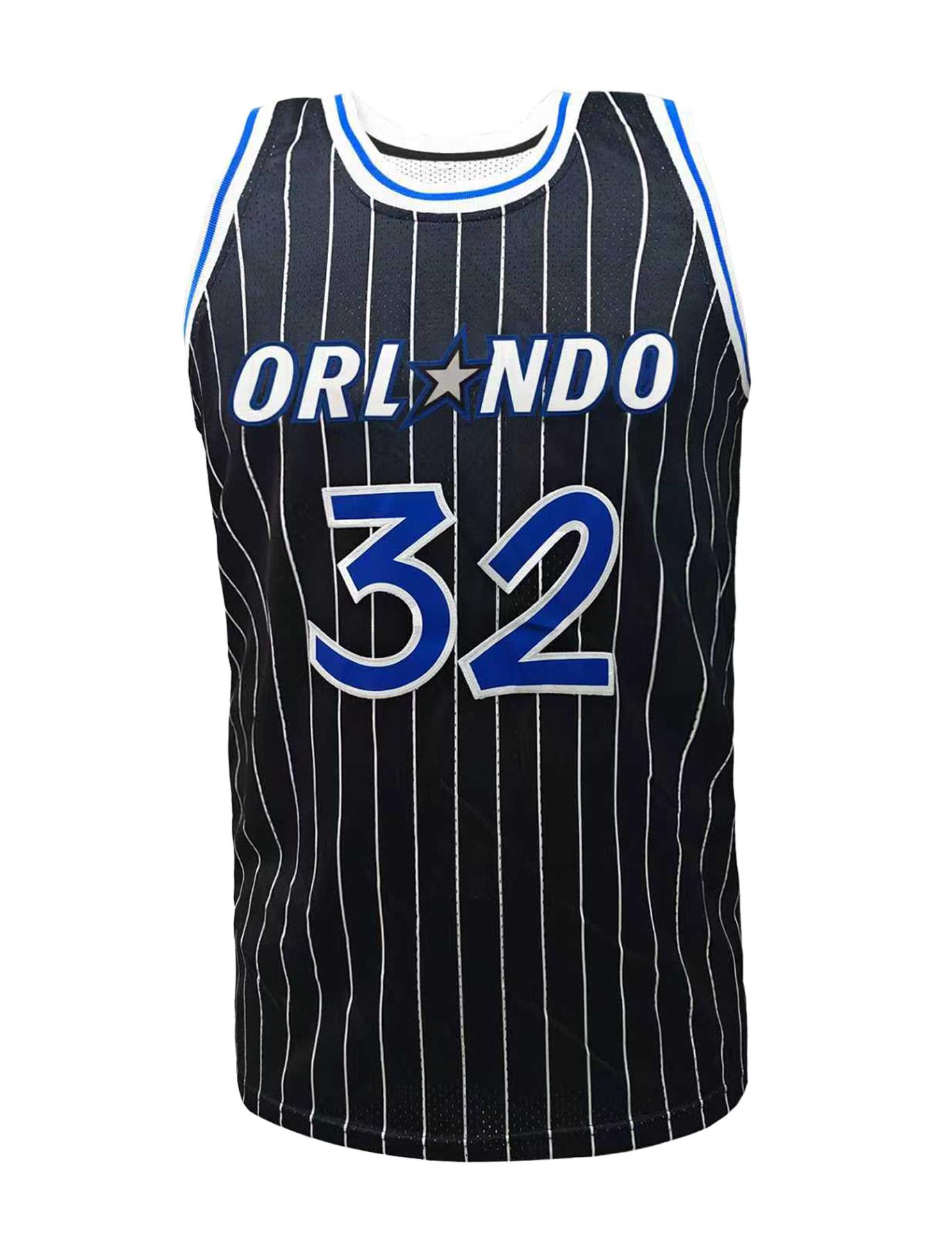 Men's #32 Striped Basketball Jersey, Loose Fit Breathable Sleeveless Vest, Embroidered Unisex Stylish Jersey for Training, Competition & Casual Wear, Jersey Top, Sportswear Top