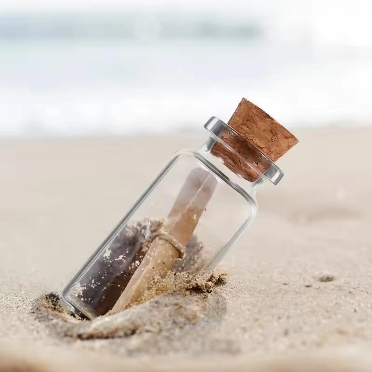 10 Mini Glass Bottles with Lids for DIY Decoration, Small Wish Jars for Messages, Perfect for Crafts and Gifts