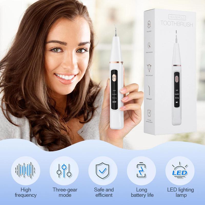 Electric Tooth Cleaner with Light, Dental Cleaner, Teeth Scaler 3 Modes Adjustable, Includes 2 Cleaning Heads, Home Teeth Care Tool for Adults