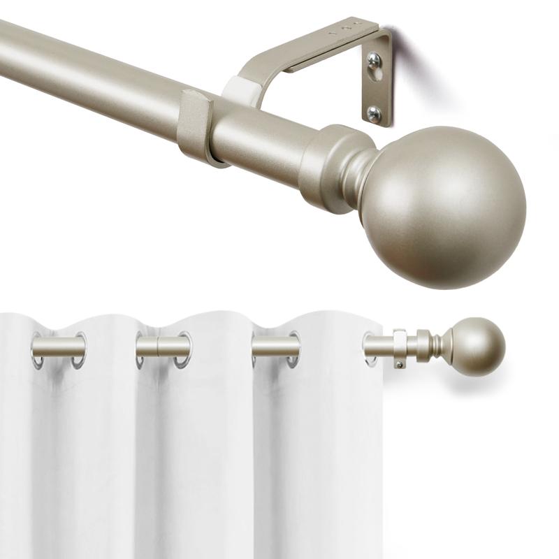 Deconovo Adjustable Heavy Duty Curtain Rod - Telescopic for Bedroom/Living Room, Easy Install (3/4" Steel, Brackets & Finials, Grommet/Tab)