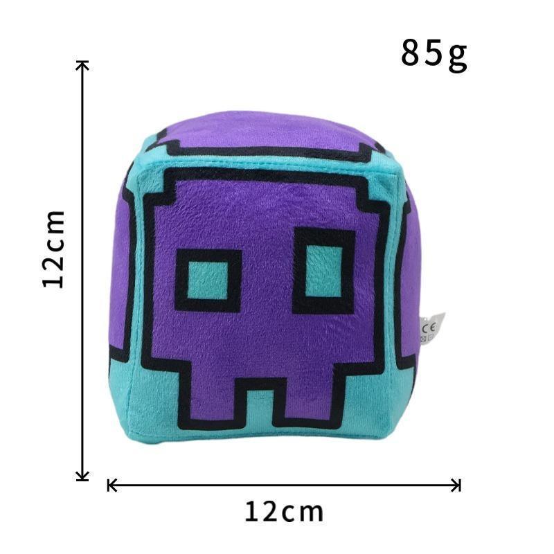 Soft Geometry Dash Cube Plush Toy Set, Cute Game Character Stuffed Plushies, Lovely Room Decor, Funny Birthday Holiday Presents for Children & Game Fans