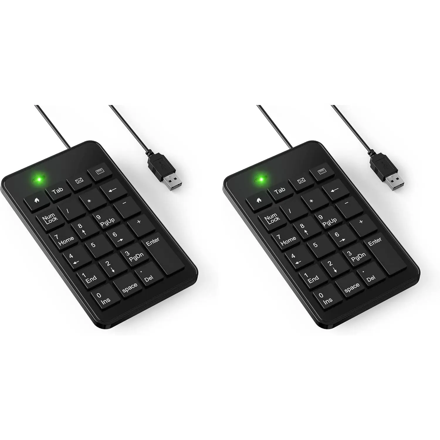 Synthetic Wired USB-A Numeric Keypad for Laptop, 23-Key Numpad with Tab, Email & Calculator Keys, 5 ft Cable, Compact Small Size Design