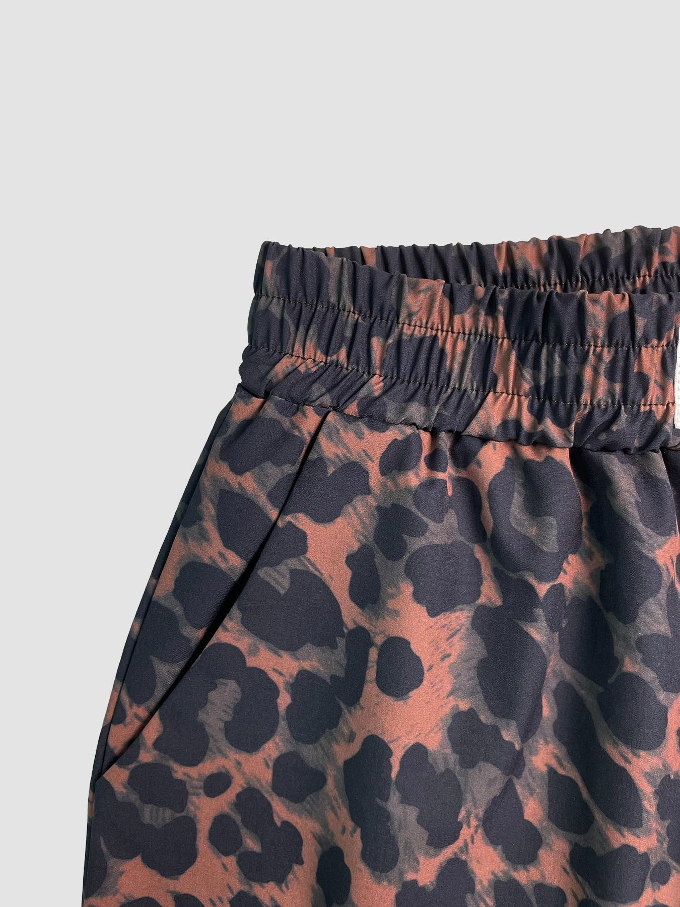 Women's Leopard Print Wide Leg Pants, High Waist Elastic Waist Loose Fit Street Style Long Pants, Fashionable Casual Wear, Casual Street Trousers