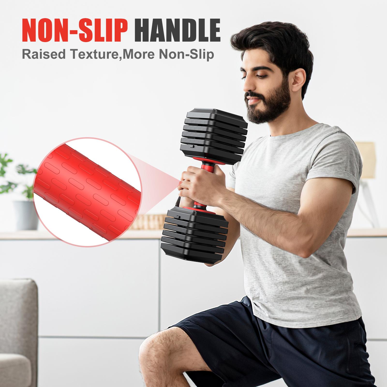 Adjustable Dumbbells Set of 2, 1-Sec Adjustable Weights Dumbbells Set, 5 in 1 Free Adjustable Dumbbell Set with Anti-Slip Texture Handle, 25lb-55lb,Weight Set For Home Gym Suit both Men and Women