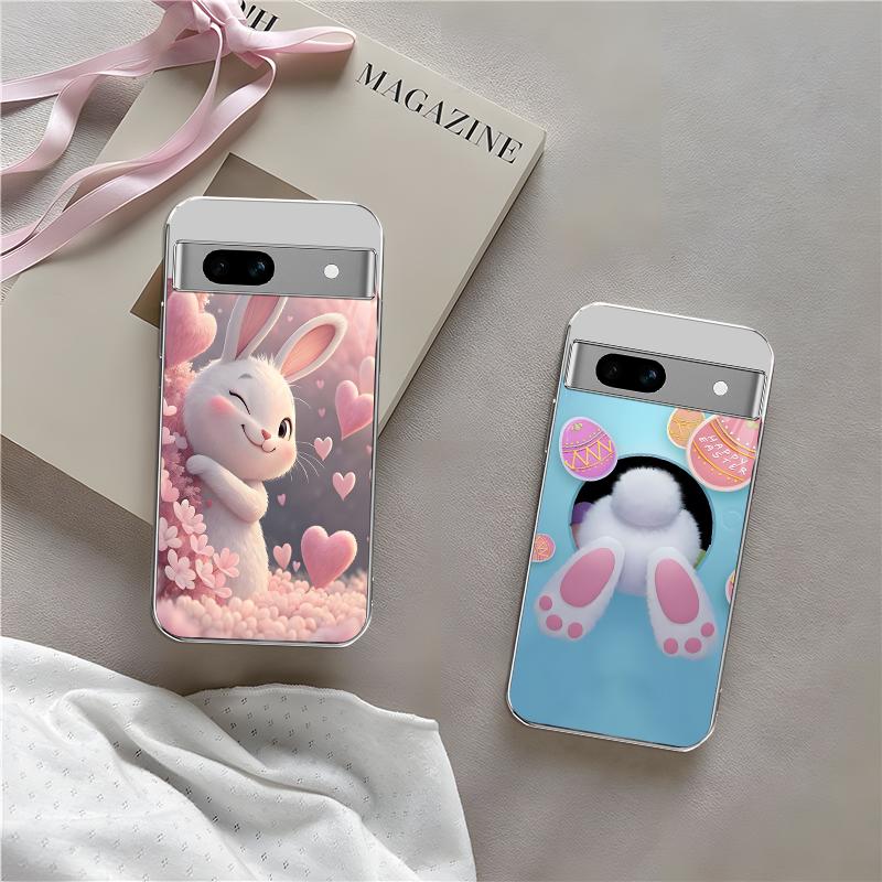 Cute Easter Bunny Case - Funny Rabbit Butt & Pink Heart Aesthetic Cover for Google Pixel 7a-975