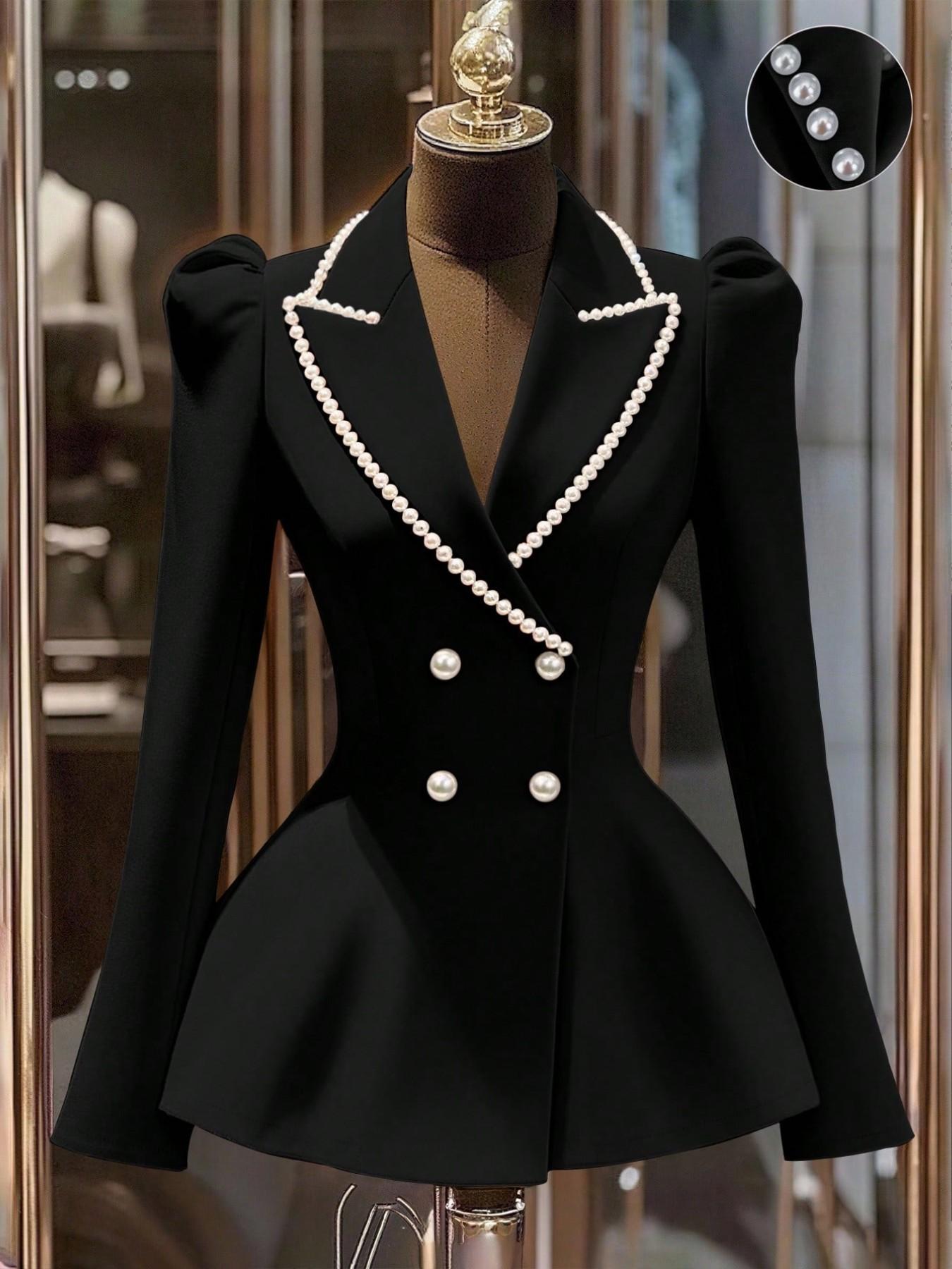 Elegant Women's Suit Jacket Fashion Design, Stylish Chic Womenswear Outerwear with Long Sleeve, Fitted for Dating and Going Out, Perfect Choice for European and American Style, Elegance, Lady