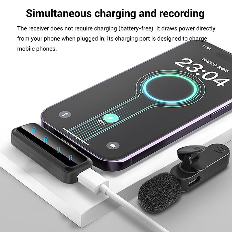 Wireless Lavalier Microphone Lapel Mic for iPhone/Android/Laptop, Upgraded Mini Microphone with Noise Reduction, Ideal for Video Recording, Podcasts, YouTube, TikTok, and Vlogging (4 Mics)