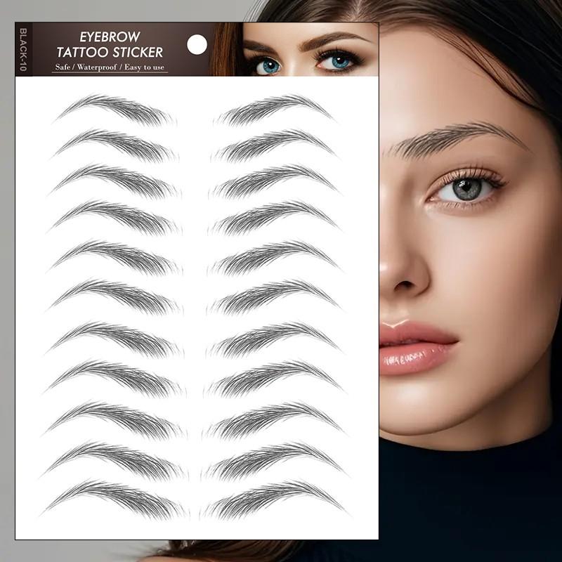 9 Pcs Waterproof Brow Temporary Tattoo Stickers, Eyebrow, Realistic Effect, Elegant, Long-Lasting, Easy Application and Removal, Ideal for Daily Makeup