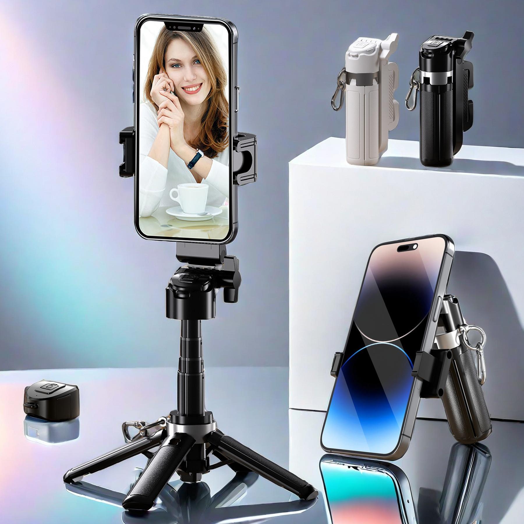 Multifunctional Mini Wireless Selfie Stick Tripod with 2 Lighters & Wide Angle Lens, Selfie Stand, Portable Phone Accessory for Travel Photography, Travel Gadgets