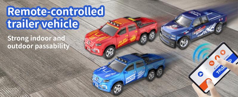 Hotfree 1/64 Mini RC Drift Car, High Speed Alloy Off-Road Truck with Trailer, 2.4GHz Remote Control Toy, USB-C Charging, 3-Speed Modes, LED Lights, Indoor Outdoor Racing, Fun Birthday Christmas Gift for Kids Boys  Outdoorfun