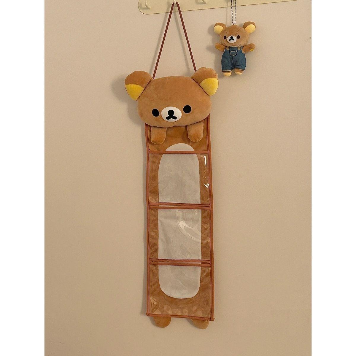 Kawaii Rilakkumas Wall Hanging Storage Bag Cartoon Rilakkumas Bear Door Hanging Bag Large Capacity Sundries Storage Bag Gift