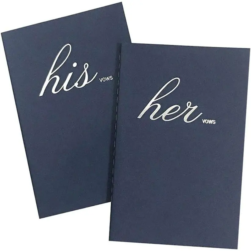 Navy Blue Wedding Vow Book His and Her Set of 2 Bridal Shower Gifts Booklet Journal Wedding Vows Booklet
