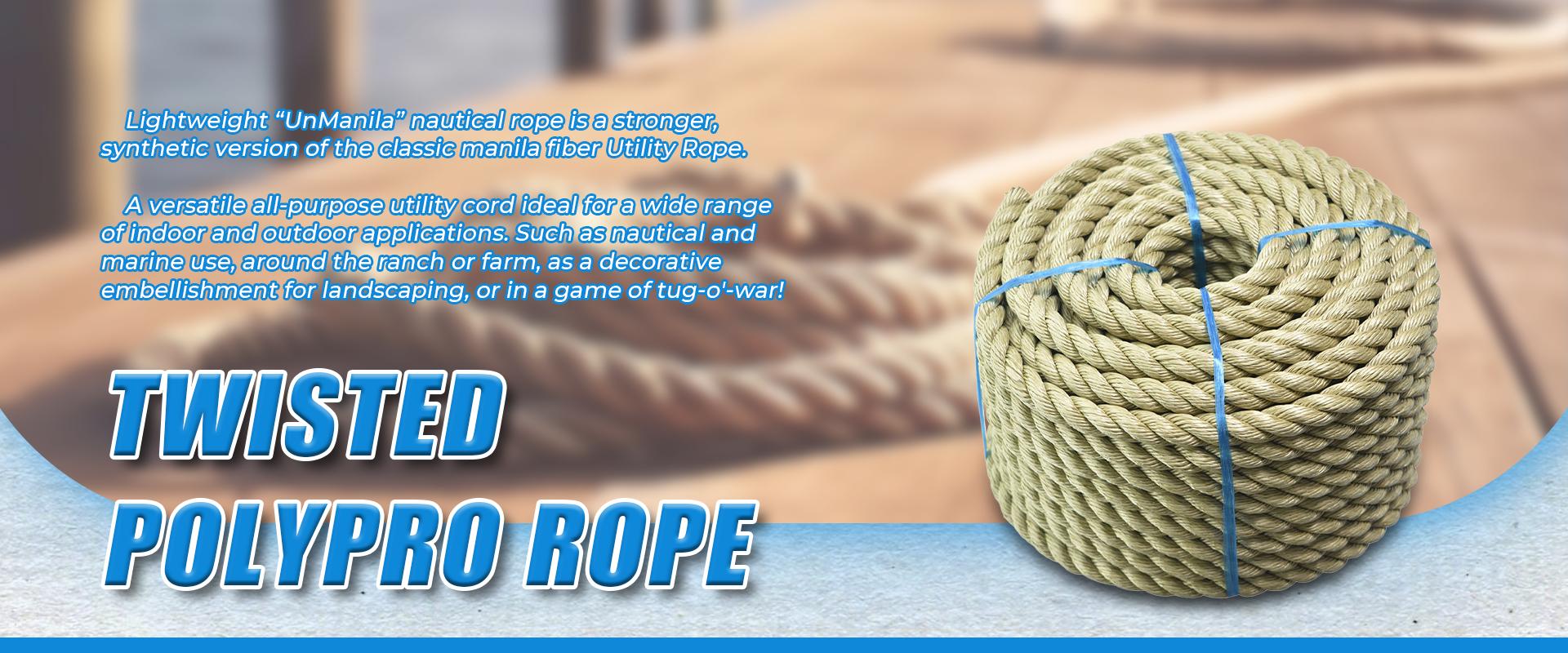 findmall 50ft/100ft Manila Rope 3 Strand Dock Cordage Farm Fitness Nautical Crafts