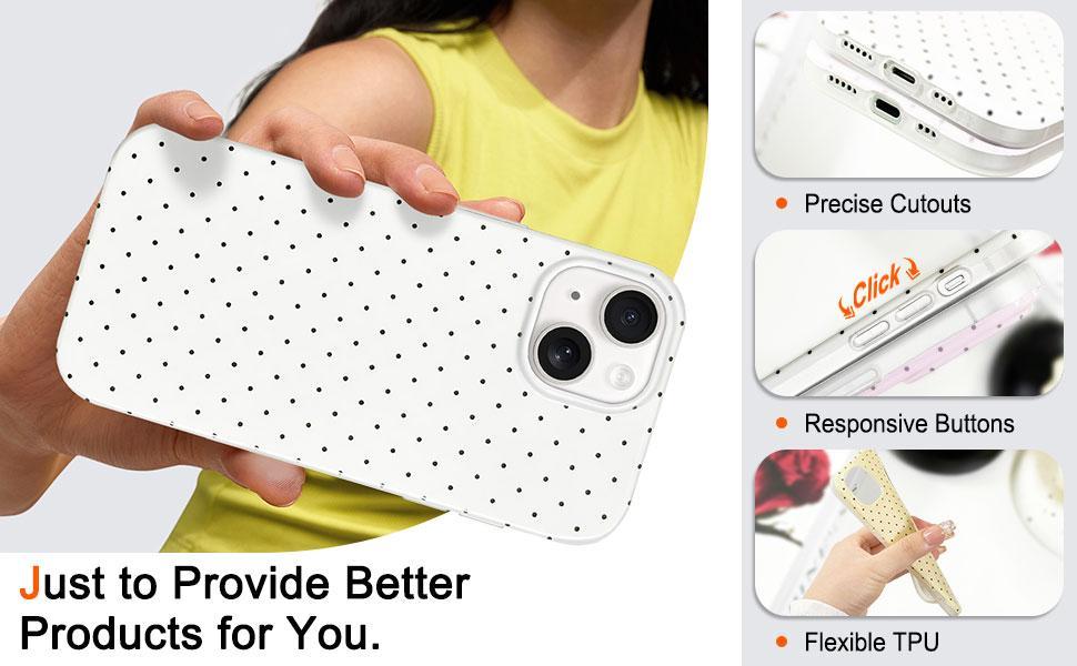 Hython for iPhone 17 Case Cute Polka Dot Aesthetic Design Simple Cover 6.3", Thin Slim Anti-Scratch Soft TPU Bumper Shockproof Rubber Protective Phone Cases for Women Girls Girly Boys, White