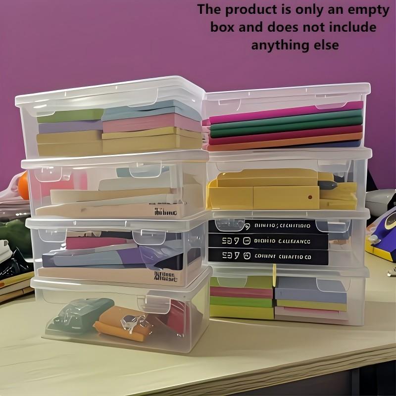 4 Pack Large Clear Storage Boxes with Lids, Heavy Duty Organizer Containers, Stackable Plastic Bins for Office, Arts & Crafts Supplies, Lightweight & Portable with Snap-On Lids, Frosted Lids, Durable & Sturdy Structure, Ideal Home & Workspace Organization