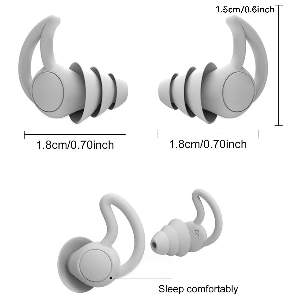 3-Layer Waterproof Reusable Silicone Ear Plugs, 2 Pairs for Swimming, Surfing, Snorkeling, Adults & Teens Aged 14+